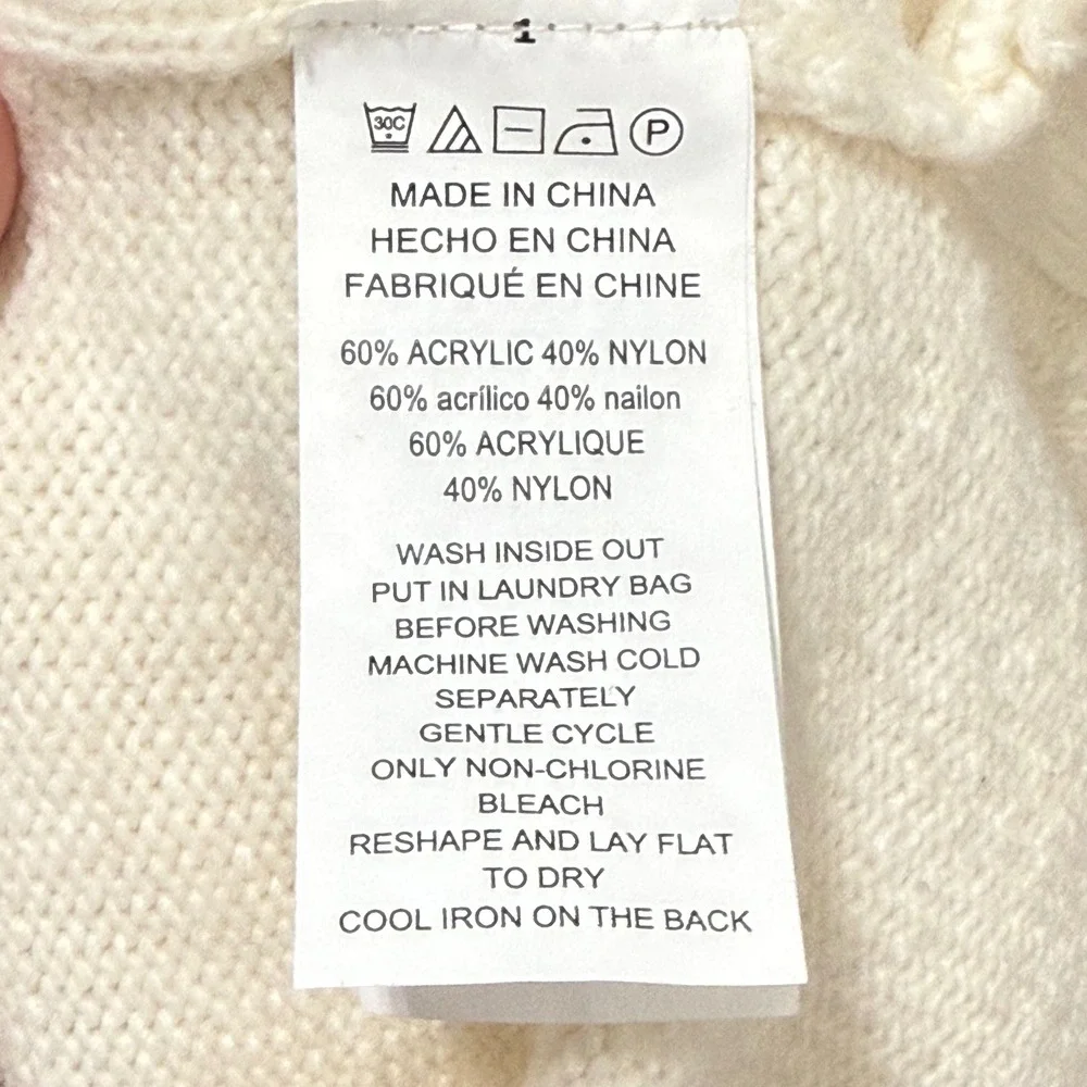 MICHAEL KORS Womens‎ Cream Turtleneck Sweater Gold Button Side Detail Size L